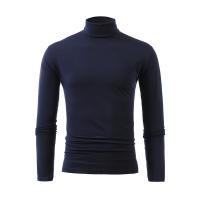 Camiseta de manga larga con cuello medio alto para hombre, Jersey informal de Color sólido, ropa interior - details 26