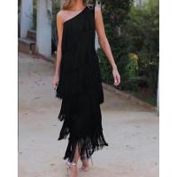 Vestidos asimétricos con flecos en los hombros, moda entre las mujeres - details 1