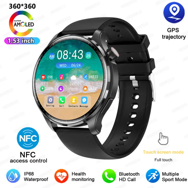 Android iOS 2024 nuevo reloj inteligente para hombres con seguimiento GPS de frecuencia cardíaca AMOLED 360 * 360 pantalla de alta definición lípidos en sangre llamada Bluetooth IP68 reloj inteligente resistente al agua - 1