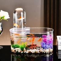 Pantalla clara, tanque de peces de presión negativa, plástico, ahorro de espacio, pequeño tanque de peces dorados, pecera inastillable, decoración de oficina - details 6