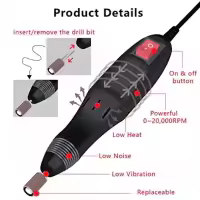 Taladro eléctrico para uñas, aparato para manicura, herramientas removedoras de esmalte de Gel, juego de manicura - details 1