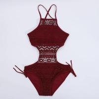 Nuevo Monokini para Mujer 2025 Traje de Baño Elegante de Encaje y Halter Sin Aros Sólido con Almohadillas Estilo Playa - details 11
