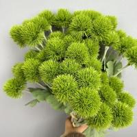 Bola Artificial de crisantemo de 6 cabezas, ramo de bolas de pelo artificiales de tacto Real de plástico, flores falsas realistas, decoración del banquete de boda - details 4