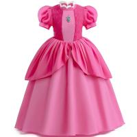 Vestido de princesa melocotón para cosplay, disfraz de juego de rol para niña, trajes de actuación de escenario para fiesta de cumpleaños, vestidos elegantes de carnaval para niños - details 2