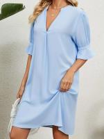 Vestido con Mangas Bordadas Sueltas de 2023 Mayo 4 Cuello en V Moda de Verano para Mujeres de Europa y América - details 2