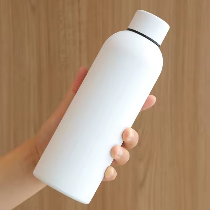 Botellas frías y calientes con aislamiento al vacío de acero inoxidable mate |   Botella de agua con acabado de goma lisa. - 1