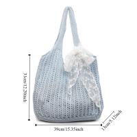 Con cinta de encaje, bolso tejido de Color sólido, bolso de mano, bolso de playa, bolso de playa con agujeros, bolso de hombro hueco de gran capacidad, compras - details 1