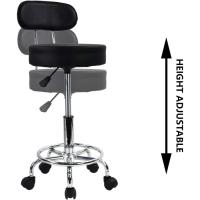 Bar telesilla Silla giratoria banqueta experimentales heces Aprendizaje Belleza Silla Alta Trasera Regulable en Altura con Ruedas (Negro) - details 1