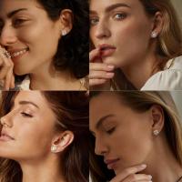 4 pares de pendientes de plata de ley con circonita cúbica para mujer, chapados en oro de 14 quilates, corazón celta brillante, pendientes grandes con circonita cúbica, pendientes para oreja sensible - details 1