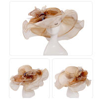 Elegante Sombrero de Derby de Organza Rosa Largo y Ancho con Estilo Floral - details 7