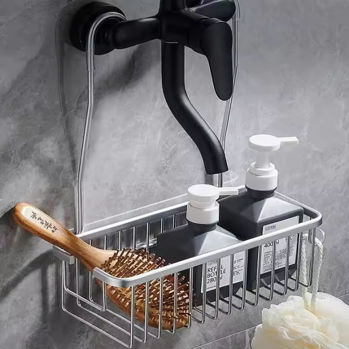 Estante de ducha de aluminio no poroso, soporte para champú, organizador de cesta, accesorios de baño - 1