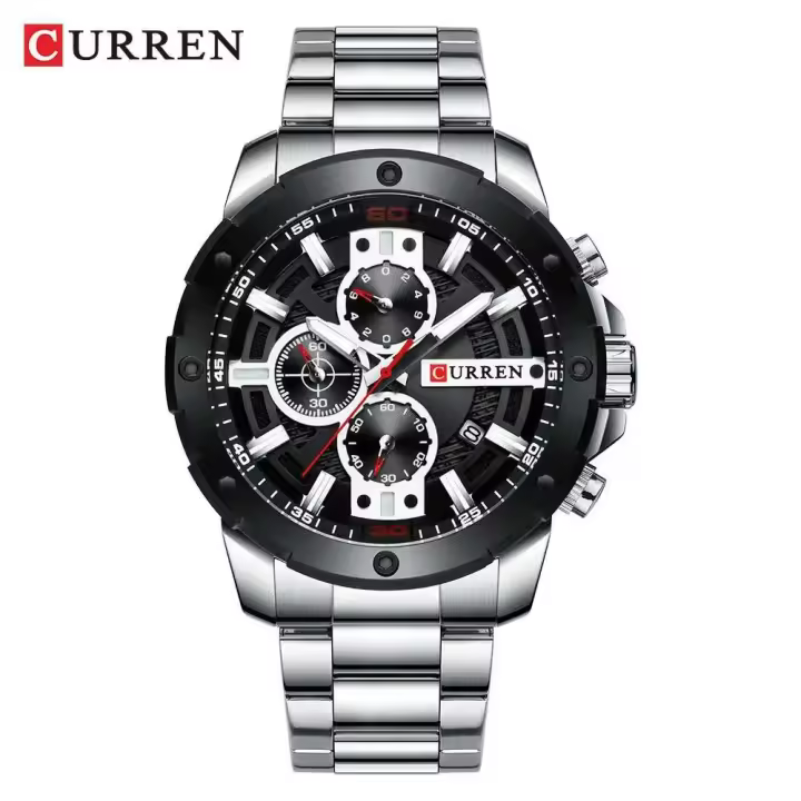 Reloj CURREN 8336 de lujo de primera calidad para hombre, de cuarzo, moderno, único, con calendario, resistente al agua, correa de acero inoxidable, dorado, azul y negro - 1