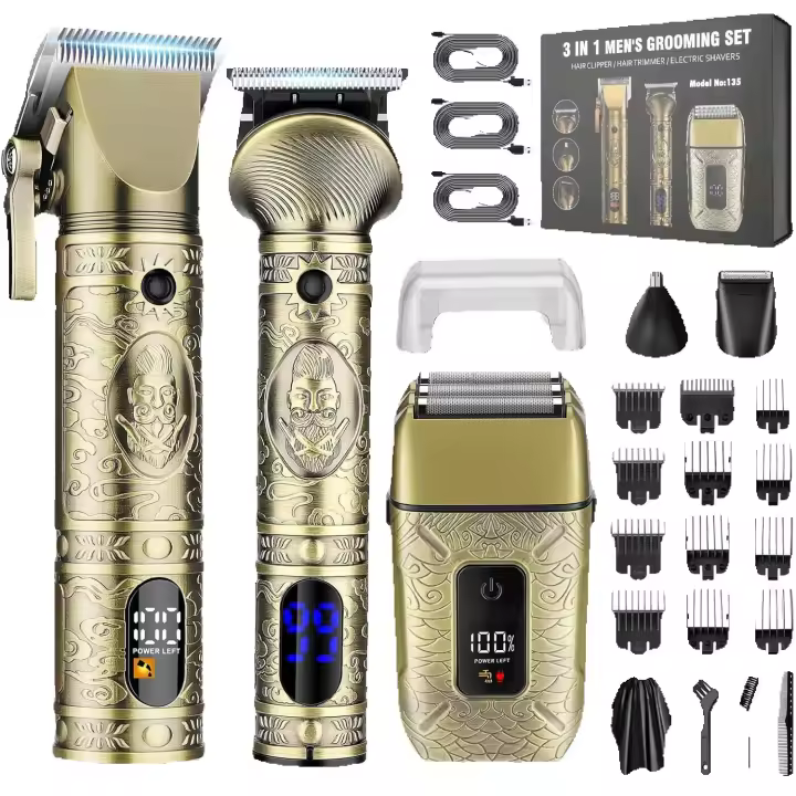 Cortapelos Profesional para Hombres Afeitadoras eléctricas Recortadora de Pelo de Nariz y Recortadora de Detalles Juego de 5 Piezas, Recortadora de Barba Inalámbrica Cortapelos de Peluquero para Cortar el Cabello Kit de Aseo para Hombres - 1