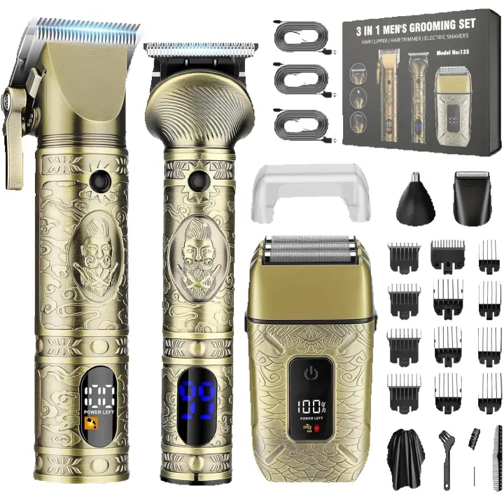 Cortapelos Profesional para Hombres Afeitadoras eléctricas Recortadora de Pelo de Nariz y Recortadora de Detalles Juego de 5 Piezas, Recortadora de Barba Inalámbrica Cortapelos de Peluquero para Cortar el Cabello Kit de Aseo para Hombres - 1