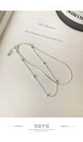 S-pulsera de doble capa con cadena de hueso de serpiente, nicho pequeño de plata pura, adorno de mano con cuentas redondas de estilo frío coreano - details 0