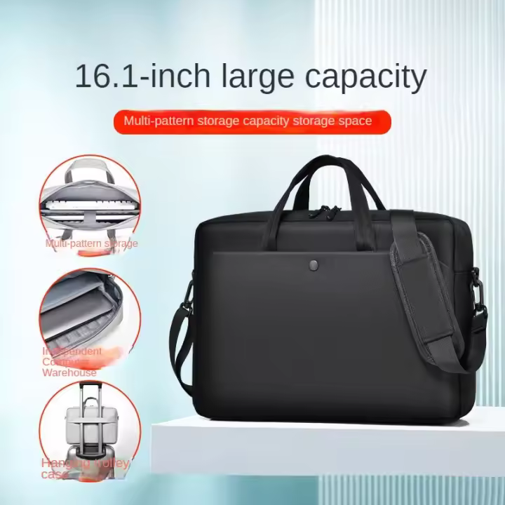 Computer bag, handheld safety airbag, file bag, public document bag, splash proof large capacity men's and women's shoulder bag, 14/15.6 inches - 1