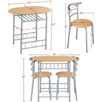Conjunto de Muebles de Cocina de 3 Piezas con 2 Sillas de Comedor y Estante para Vino de Madera - details 2
