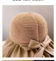 Visera anti ultravioleta tejida de paja para mujer Summer Sun con pegamento negro grande junto al mar, sombrero para el sol transpirable - details 8
