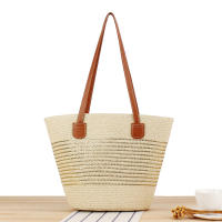 2025 nueva bolsa de mano de gran capacidad a rayas bolsa tejida a mano con textura Premium bolsa de hombro versátil para vacaciones - details 1