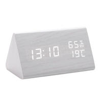 Reloj electrónico Triangular LED de madera, despertador Digital de temperatura y humedad, USB/AAA, Decoración de mesa de dormitorio - details 9