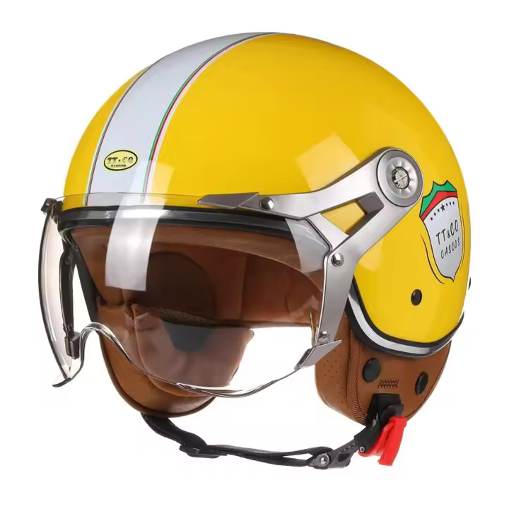Casco De Motocicleta Con Visera 3/4 Abierto Retro Para Scooter Y Moto Material ABS Peso 1kg - 1