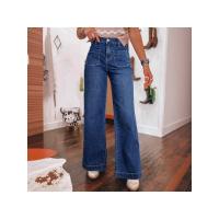 Jeans de Denim de Cintura Alta para Mujer Pantalones Grandes y Rectos con Bolsillos Casuales - details 1