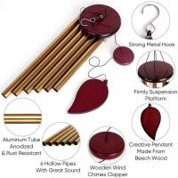 Campanas de viento de buena suerte, colgante de campana de 6 tubos para decoración del hogar, sonido claro y elegante, adecuado para uso interior y exterior - details 2