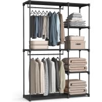 Armario de Ropa, Perchero, Burro Ropa, 124 x 43 x 182 cm, 2 Secciones para Colgar, con Compartimentos, Gran Capacidad, para Dormitorio, Salón, Lavandería, Topo RYG026R02 - details 52