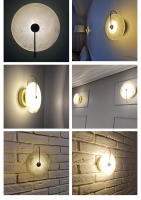 TOMAXIN-Lámpara de pared de mármol redondo, de 3W luz nocturna, 25CM, Simple, mármol español Natural, decorativa, Led - details 9