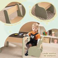 Juego de mesa y silla infantil 4 en 1, mesa infantil de madera con 2 sillas, manualidades, dibujo, lectura, mesa infantil con almacenamiento, pizarra desmontable para guardería (verde) - details 4