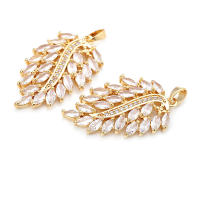 4 Uds. Collares de hojas de árbol de latón y circonita de Color dorado de 18K, colgantes de alta calidad, accesorios para hacer joyas Diy - details 0