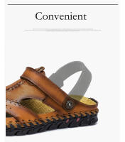 Sandalias de verano para hombre, sandalias romanas clásicas de cuero, zapatillas cómodas para exteriores, chanclas de goma para playa, sandalias de Trekking acuático para hombre - details 6