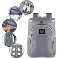Mochila térmica diaria de gran capacidad con refrigerador, mochila aislada impermeable a prueba de fugas, gris - details 4