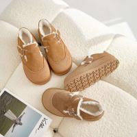 Zuecos de felpa cálidos para la nieve para mujer, zapatillas antideslizantes para exteriores, zapatos informales de ante y piel para mujer, mulas blancas - details 8