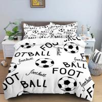 Juego de Cubierta de Edredón de Fútbol Tamaño King Simple en Negro y Blanco Cubierta de Cojín Deportiva 3D para Niños y Niñas Juego de Ropa de Cama de Poliéster - details 14