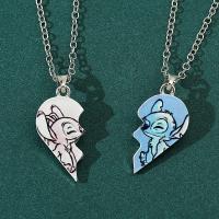 Collar de corazón de punto para pareja, color dorado y plateado, ángel y punto, estilo lindo, regalo para niña - details 4