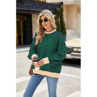 Sudaderas de cuello redondo a rayas para mujer con prendas de vestir exteriores de colores contrastantes - details 29