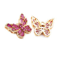 Colgantes de Mariposa de Bronce Dorado 18K Collar Aretes Accesorios de Joyería DIY - details 3