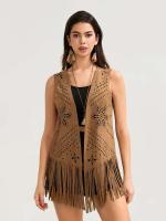 Moda Verano para Mujeres Chaquetas Sin Mangas de Cardigan con Flores Ropa Sólida y Elegante - details 0