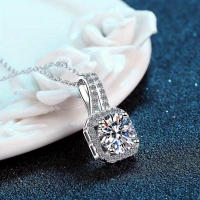 Elegante Collar de Colgante de Moissanita de Plata Esterlina 925 Estilo Lindo para Novias - details 2