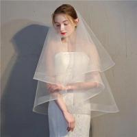 En Stock velos de Boda cortos dos capas novia blanco marfil velo de novia accesorios nupciales Boda 2025 - details 4