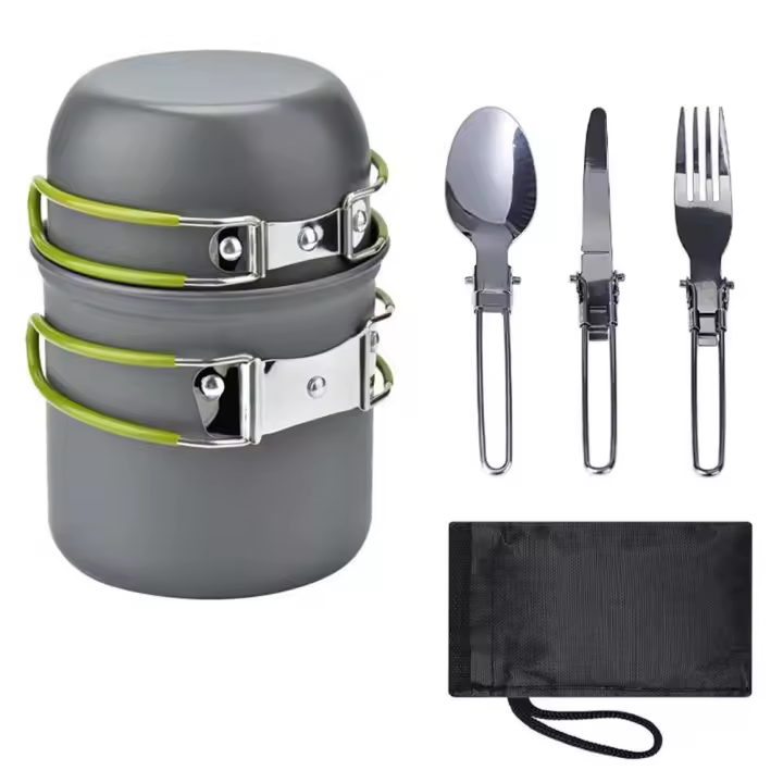 Utensilio de cocina para acampar y carretera, juego de villa ultraligero para exteriores, con cuchara plegable, tenedor, equipo de viaje para senderismo - 1