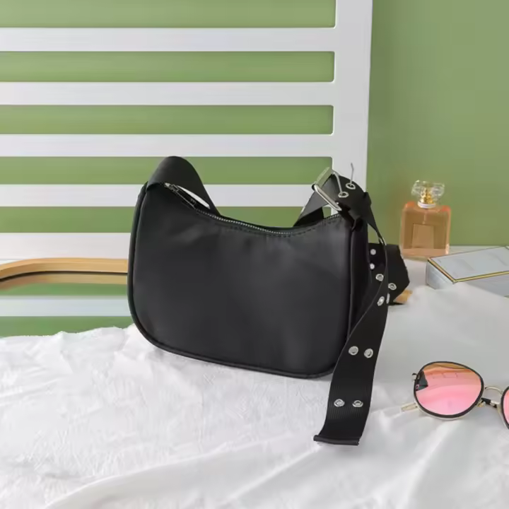 Bolso Hobo de nailon para mujer, bandolera informal de Color sólido, Estilo Vintage, a la moda - 1
