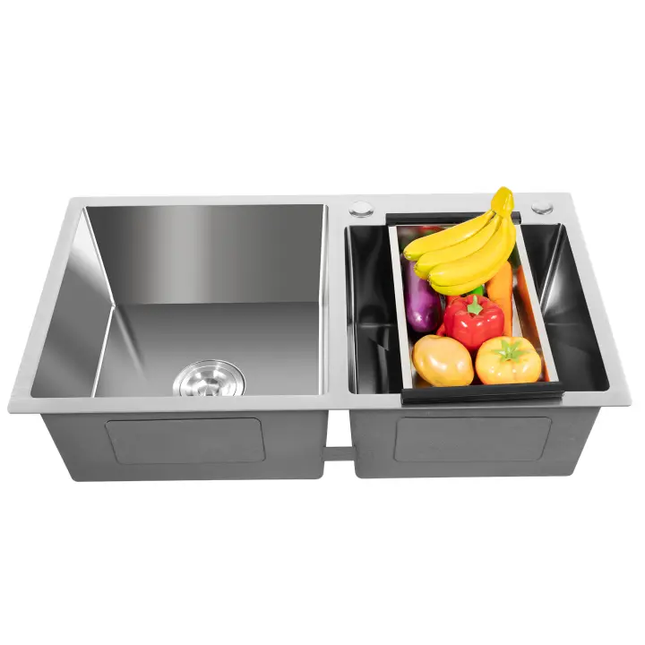 Fregadero de Cocina de Acero Inoxidable de Doble Bol Mejorado, Duradero, Belleza 78cm × 43cm × 21cm - 1