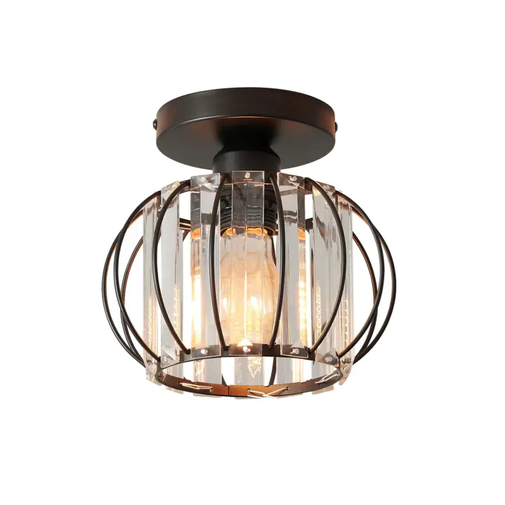 Goeco Lámpara de Techo de Cristal Vintage Iluminación Decorativa de Alta Eficiencia, Montada en Techo, Interruptor de Botón, Estilo Art Deco para Restaurantes - 1