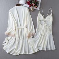 Conjunto de Kimono de Satén para Mujeres Ouwu Dos Piezas para Dormir Ideal para Novias y Bodas - details 1