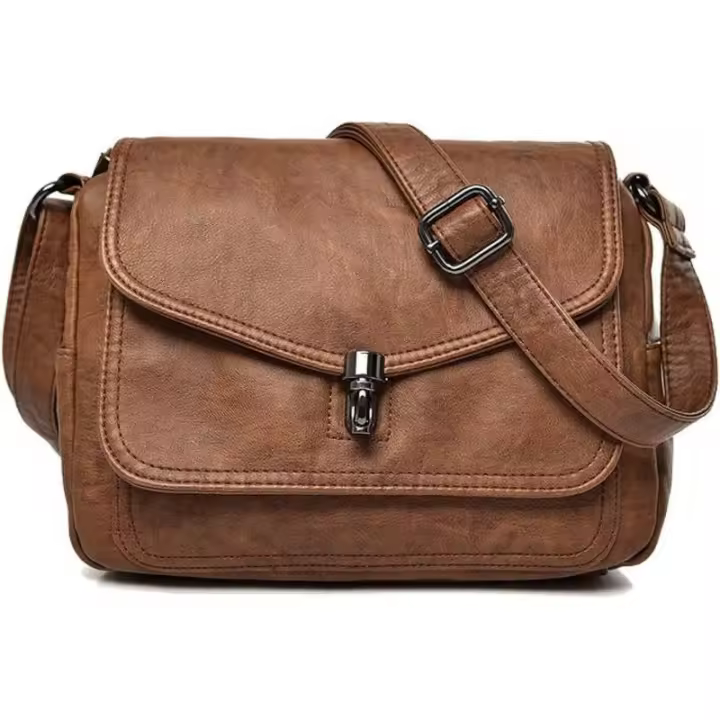 Bolso de hombro de gran capacidad para mujer, bolso cruzado de cuero PU, bolso con múltiples bolsillos, billeteras de viaje de trabajo - 1