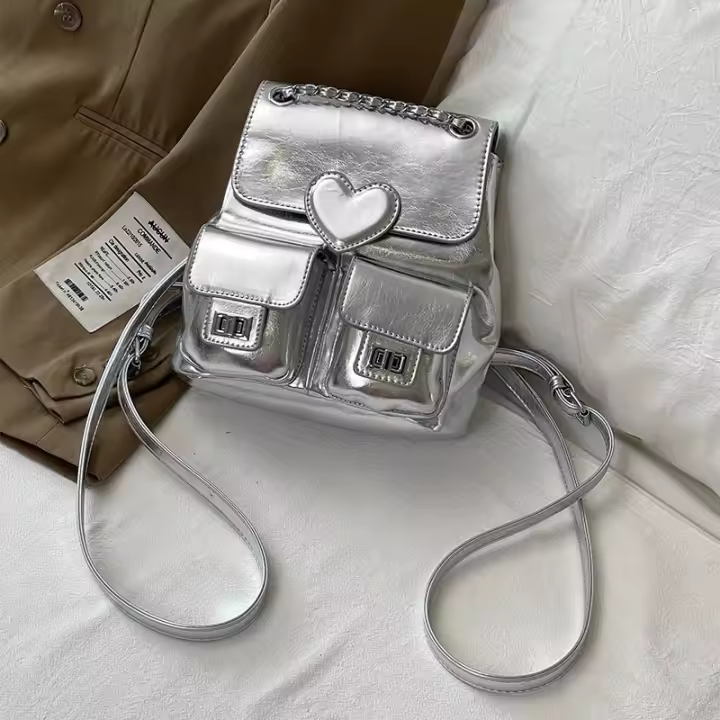 Mochila de moda para mujer, bolso de cubo con cadena versátil, bolso de viaje, bandolera doble de nicho coreano, novedad de 2025 - 1