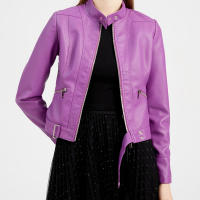 Chaquetas de piel sintética para mujer, abrigo ajustado con cremallera para motocicleta, abrigo corto de PU para motorista - details 3