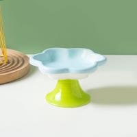Cuenco de cerámica para gatos con diseño de flores con soporte, cuenco de base alta para mascotas, contenedor alimentador antideslizante de gran capacidad para beber gatos - details 2